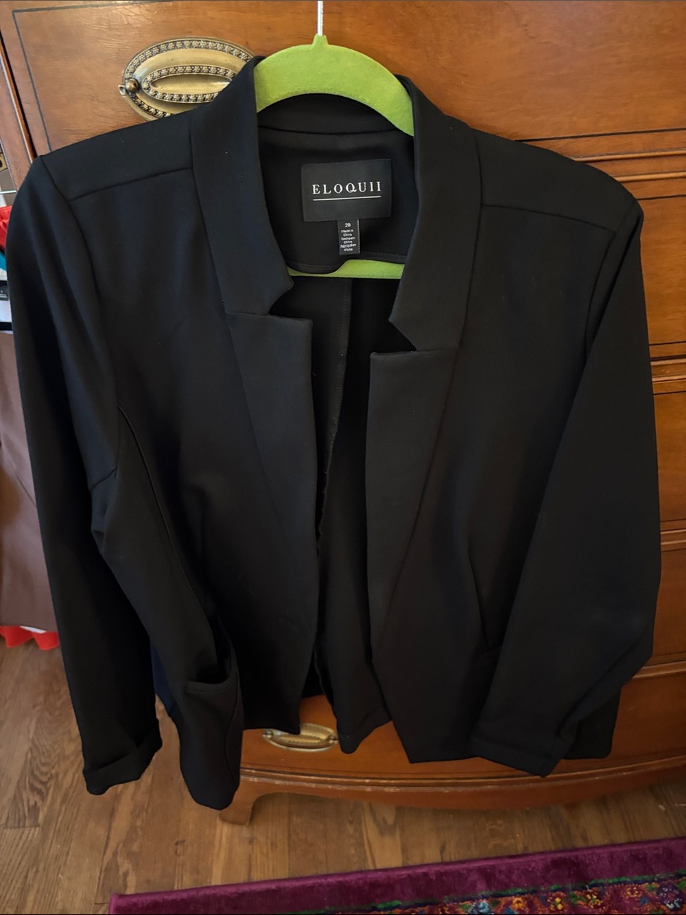 Eloquii Black Open Blazer with Modern Collar